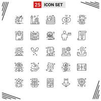 25 Icons Line Style Grid Based Creative Outline Symbols for Website Design Simple Line Icon Signs Isolated on White Background 25 Icon Set vector