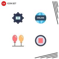 Flat Icon Pack of 4 Universal Symbols of communication beach help online fly Editable Vector Design Elements