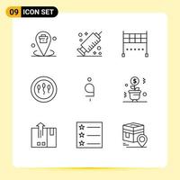 Pack of 9 Modern Outlines Signs and Symbols for Web Print Media such as afghanistan afghani finish sperm human Editable Vector Design Elements