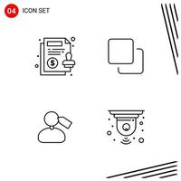 Collection of 4 Vector Icons in Line style Pixle Perfect Outline Symbols for Web and Mobile Line Icon Signs on White Background 4 Icons