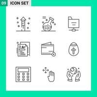 Pack of 9 Line Style Icon Set Outline Symbols for print Creative Signs Isolated on White Background 9 Icon Set vector