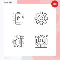 Pictogram Set of 4 Simple Filledline Flat Colors of battery house cogwheels volume 81 Editable Vector Design Elements