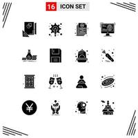 16 Thematic Vector Solid Glyphs and Editable Symbols of development information tool report file Editable Vector Design Elements