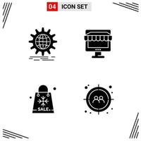 4 Icons Solid Style Grid Based Creative Glyph Symbols for Website Design Simple Solid Icon Signs Isolated on White Background 4 Icon Set vector