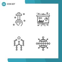 Vector Pack of 4 Outline Symbols Line Style Icon Set on White Background for Web and Mobile