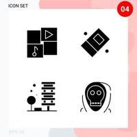 Vector Pack of 4 Icons in Solid Style Creative Glyph Pack isolated on White Background for Web and Mobile