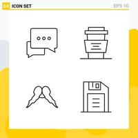 Collection of 4 Universal Line Icons Icon Set for Web and Mobile vector