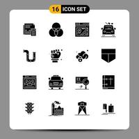 Modern Set of 16 Solid Glyphs and symbols such as danger map color location web Editable Vector Design Elements