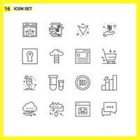 Universal Icon Symbols Group of 16 Modern Outlines of key growth credit business startup down Editable Vector Design Elements