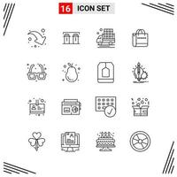 16 Icons Line Style Grid Based Creative Outline Symbols for Website Design Simple Line Icon Signs Isolated on White Background 16 Icon Set vector