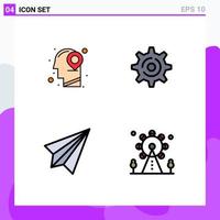 paquete de iconos de vector de stock de 4 signos y símbolos de línea para la cabeza contáctenos configuración mental enviar elementos de diseño de vector editables