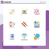 Modern Set of 9 Flat Colors and symbols such as mail food pin marshmallow transfer Editable Vector Design Elements