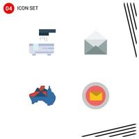 Group of 4 Modern Flat Icons Set for bath map shower message flag Editable Vector Design Elements