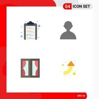 conjunto moderno de 4 iconos planos pictograma de lista de verificación muebles dinero casa básica elementos de diseño vectorial editables vector