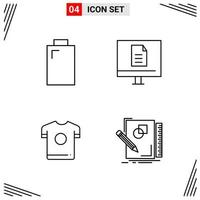 4 Icons Line Style Grid Based Creative Outline Symbols for Website Design Simple Line Icon Signs Isolated on White Background 4 Icon Set vector