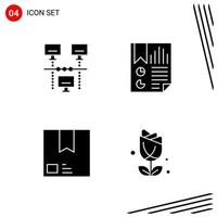 Collection of 4 Vector Icons in solid style Pixle Perfect Glyph Symbols for Web and Mobile Solid Icon Signs on White Background 4 Icons