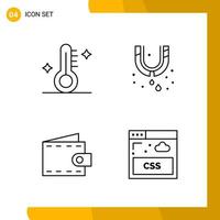 4 Icon Set Line Style Icon Pack Outline Symbols isolated on White Backgound for Responsive Website Designing vector