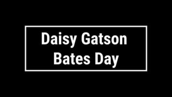 Daisy Gatson Bates Day text animation video. These animations are perfect for your videos for everyone to enjoy. Perfect for outro videos, overlays and transitions. Animation with black background.