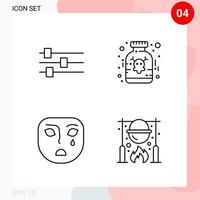 Vector Pack of 4 Icons in Line Style Creative Outline Pack isolated on White Background for Web and Mobile