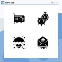 4 Creative Icons Modern Signs and Symbols of computer healthcare computer gear medical Editable Vector Design Elements