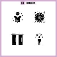 4 Creative Icons Modern Signs and Symbols of agriculture bathroom man flower interior Editable Vector Design Elements