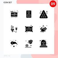 Stock Vector Icon Pack of 9 Line Signs and Symbols for energy economic professional bulb snooker Editable Vector Design Elements