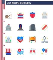 Happy Independence Day 16 Flats Icon Pack for Web and Print green city seurity mail greeting Editable USA Day Vector Design Elements