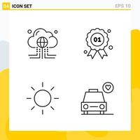 Collection of 4 Universal Line Icons Icon Set for Web and Mobile vector