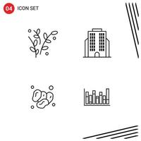 Group of 4 Modern Filledline Flat Colors Set for leaf islam spring corporation food Editable Vector Design Elements