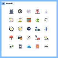 Group of 25 Modern Flat Colors Set for research cross knife map appointment Editable Vector Design Elements