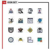 Set of 16 Modern UI Icons Symbols Signs for environment phone card mobile gaming Editable Creative Vector Design Elements