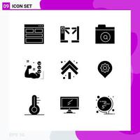 9 Solid Glyph concept for Websites Mobile and Apps arrow routine underground training gym Editable Vector Design Elements