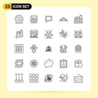 Set of 25 Modern UI Icons Symbols Signs for factory scene chat mountain landscape Editable Vector Design Elements
