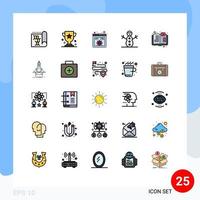 25 Universal Filled line Flat Color Signs Symbols of online book sport winter programming Editable Vector Design Elements