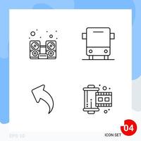 Modern Pack of 4 Icons Line Outline Symbols isolated on White Backgound for Website designing vector