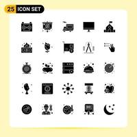 25 iconos creativos signos y símbolos modernos de monitor gadget dispositivos de dinero vehículo elementos de diseño vectorial editables vector