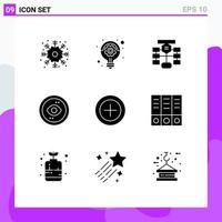 9 Universal Solid Glyphs Set for Web and Mobile Applications finance ui flow interface browser Editable Vector Design Elements