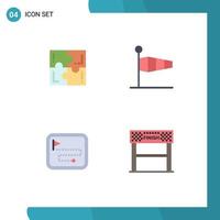 Group of 4 Modern Flat Icons Set for puzzle wind sport blow point Editable Vector Design Elements