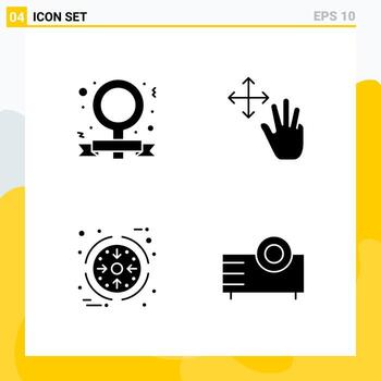 Collection of 4 Universal Solid Icons Icon Set for Web and Mobile vector