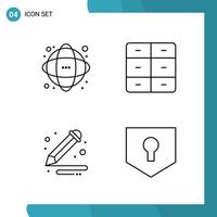 Vector Pack of 4 Outline Symbols Line Style Icon Set on White Background for Web and Mobile