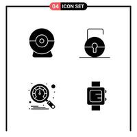 Set of 4 Solid Style Icons for web and mobile Glyph Symbols for print Solid Icon Signs Isolated on White Background 4 Icon Set vector