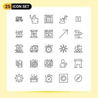 Universal Icon Symbols Group of 25 Modern Lines of pause control price tool construction Editable Vector Design Elements