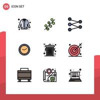 conjunto de 9 iconos de interfaz de usuario modernos signos de símbolos para reloj editorial temporizador de primavera reloj elementos de diseño vectorial editables vector