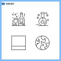 4 Icons Line style Creative Outline Symbols Black Line Icon Sign Isolated on White Background vector