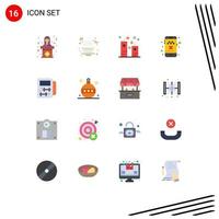 Flat Color Pack of 16 Universal Symbols of transport cancel ride hot cab holidays Editable Pack of Creative Vector Design Elements