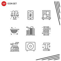 Collection of 9 Vector Icons in Line style Pixle Perfect Outline Symbols for Web and Mobile Line Icon Signs on White Background 9 Icons