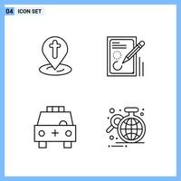 4 Icons Line style Creative Outline Symbols Black Line Icon Sign Isolated on White Background vector