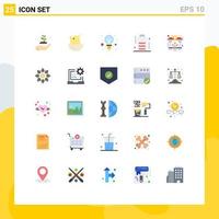 25 Thematic Vector Flat Colors and Editable Symbols of blockchain bank bulb devices battery Editable Vector Design Elements