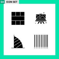 Pack of 4 Solid Style Icon Set Glyph Symbols for print Creative Signs Isolated on White Background 4 Icon Set vector