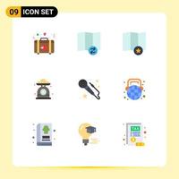 Universal Icon Symbols Group of 9 Modern Flat Colors of art voice place scale kitchen Editable Vector Design Elements